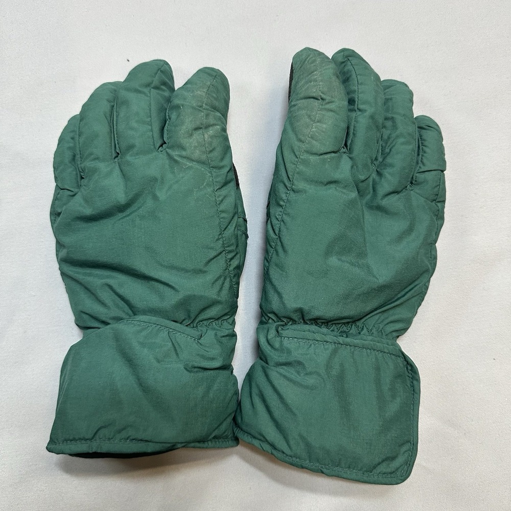 L.L.Bean Gloves Men's Medium Green Black Winter Mitts Ski Nylon